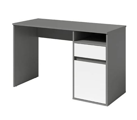 Kondela 237422 PC stôl tmavo šedá-grafit, biela BILI