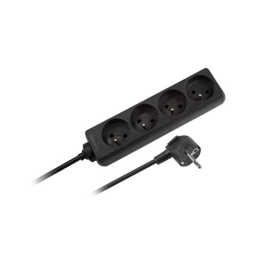 Rebel Predlžovací kábel čierny 4 zásuvky bez vypínača, 5m kábel (3x1,5mm) URZ3060-5-B