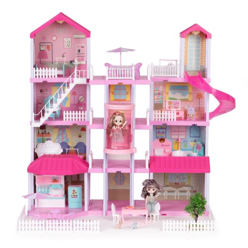 MULTISTORE HC507637 Veľký domček pre bábiky so záhradou Villa ružový