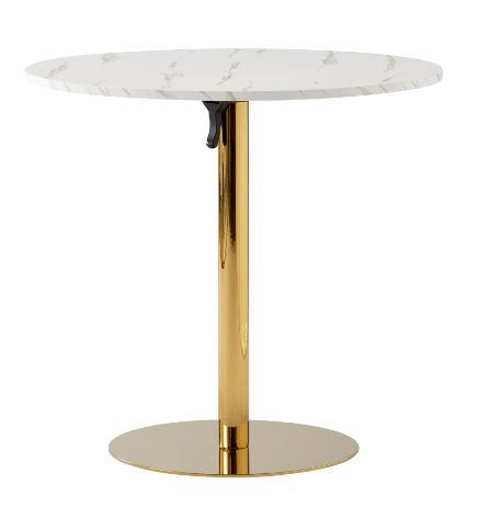 Kondela 371204 Jedálenský stôl svetlý mramor, chróm zlatý priemer 80 cm LAMONT