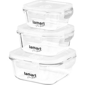 LAMART LT6012 Sada 3 štvorcových sklenených dóz 42002179