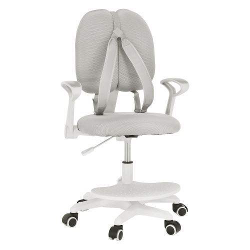 Kondela 269164 Rastúca stolička s podnožou a trakmi šedá, biela ANAIS