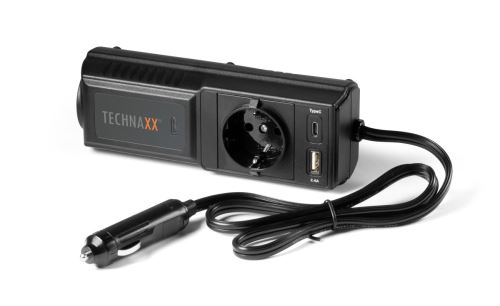 Technaxx TX0511 menič napätia 200W, DC 12V na 2xUSB a 1x230V TE21 čierny