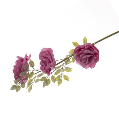 Indecor Umelá kvetina ruža tmavo ružová 3 kvety 60 cm X08584