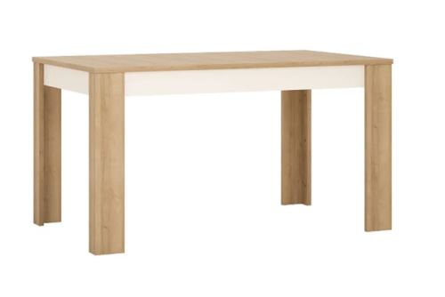 Kondela 194281 Jedálenský stôl LYOT03, rozkladacia hnedá, biela s vysokým leskom LEONARDO drevotrieska 85 x 140 x 76.5 cm