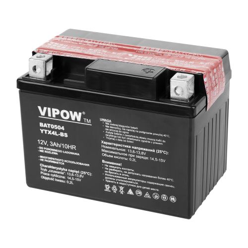Batéria typu VIPOW MC pre motocykle 12V 3Ah čierna BAT0504
