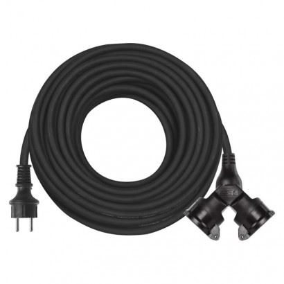 Emos Vonkajší predlžovací kábel 20 m P0603, 2 zásuvky, 230V, čierny 1901022001