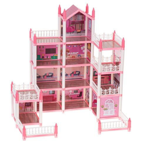 KIK Domček pre bábiky ružový - 4 úrovne s nábytkom KX5140