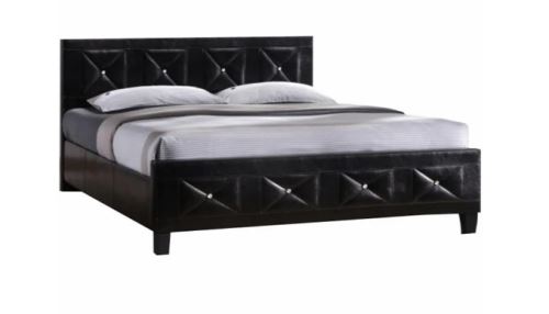 Kondela 34119 Manželská posteľ, s roštom, ekokoža čierna, 180x200, CARISA 216 x 185 x 91 cm
