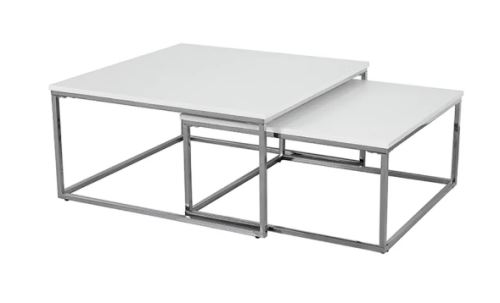 Kondela 240323 Konferenčné stolíky set 2 ks biela ENISOL TYP 1 chróm 75 x 75 x 37 cm