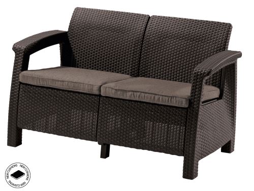 Allibert Dvojité hnedé záhradné sofa CORFU LOVE SEAT 206211/1
