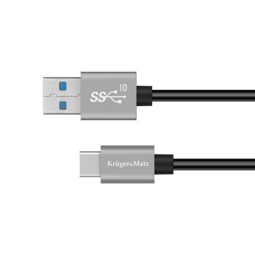 USB kábel - USB typ C 10 Gbps 1 m Kruger & Matz Basic sivý KM1263