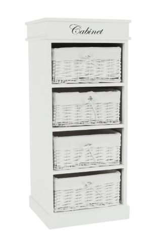 Kondela 136613 4-šuplíková komoda, biela, BLANCO látka 40 x 45 x 104 cm