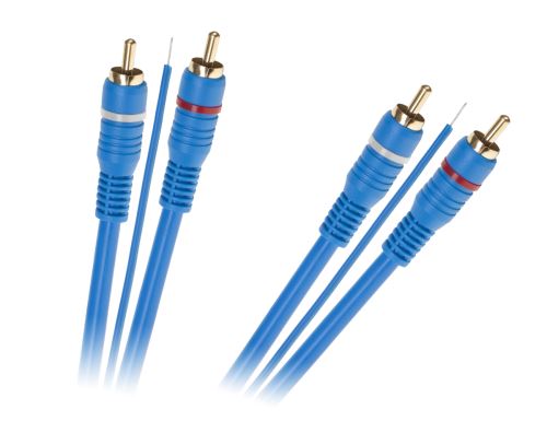 LP Signálny kábel 2 x RCA - 2 x RCA + 5 m kábel modrý KPO2669-5