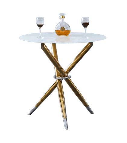 Kondela 297894 Jedálenský stôl, kávový stolík biela, zlatá priemer 80 cm DONIO