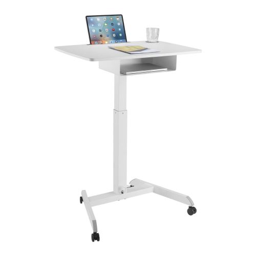 Maclean MC-903W Výškovo nastaviteľný stôl pre notebooky s kolieskami biely 72418