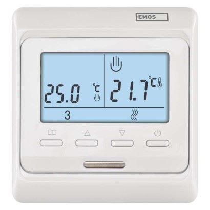 Emos Izbový termostat pre podlahové kúrenie, drôtový, P5601UF, biely 2101210000