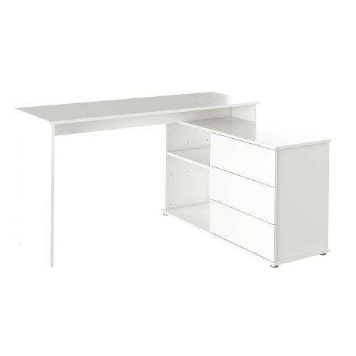 Kondela 264218 Univerzálny rohový PC stôl biela TERINO drevotrieska 110 x 138 x 75.4 cm