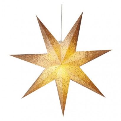 Emos Vianočná hviezda papierová závesná so zlatými trblietkami na okrajoch, biela, 60 cm, vnútorná 1550005008