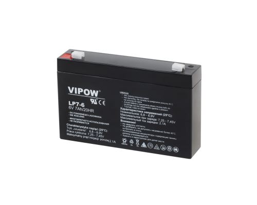 Gélová batéria VIPOW 6V 7Ah BAT0207 19 mOhm