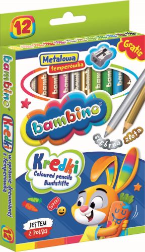 BAMBINO KX5487 Detské pastelky s strúhadlom 12 farieb