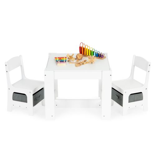 ECOTOYS FH-KF200010-W WHITE Sada dreveného stola a stoličiek pre deti