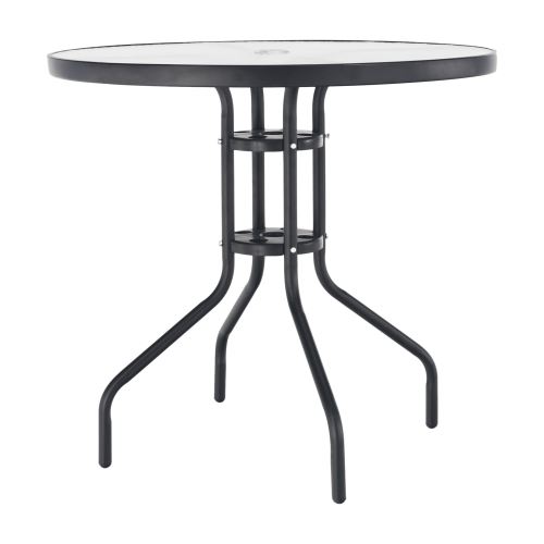 Kondela 194810 Jedálenský stôl čierna oceľ, temperované sklo BORGEN TYP 2