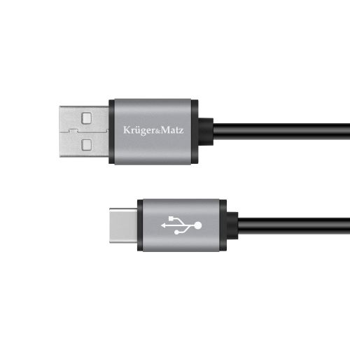 USB kábel - USB typ C 1m Kruger & Matz Basic sivý KM1239